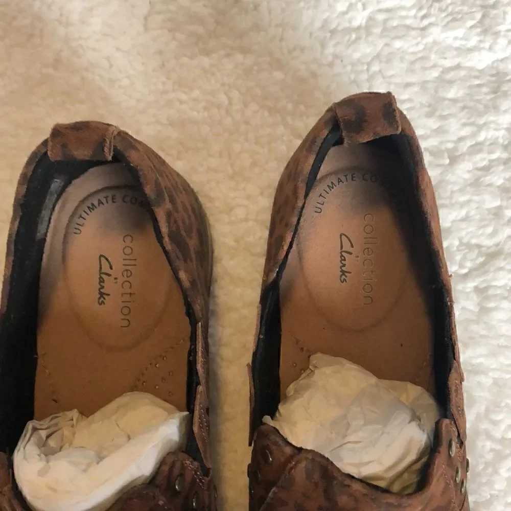 Clarks studded slip on booties-Trish Bell Leopard size 7